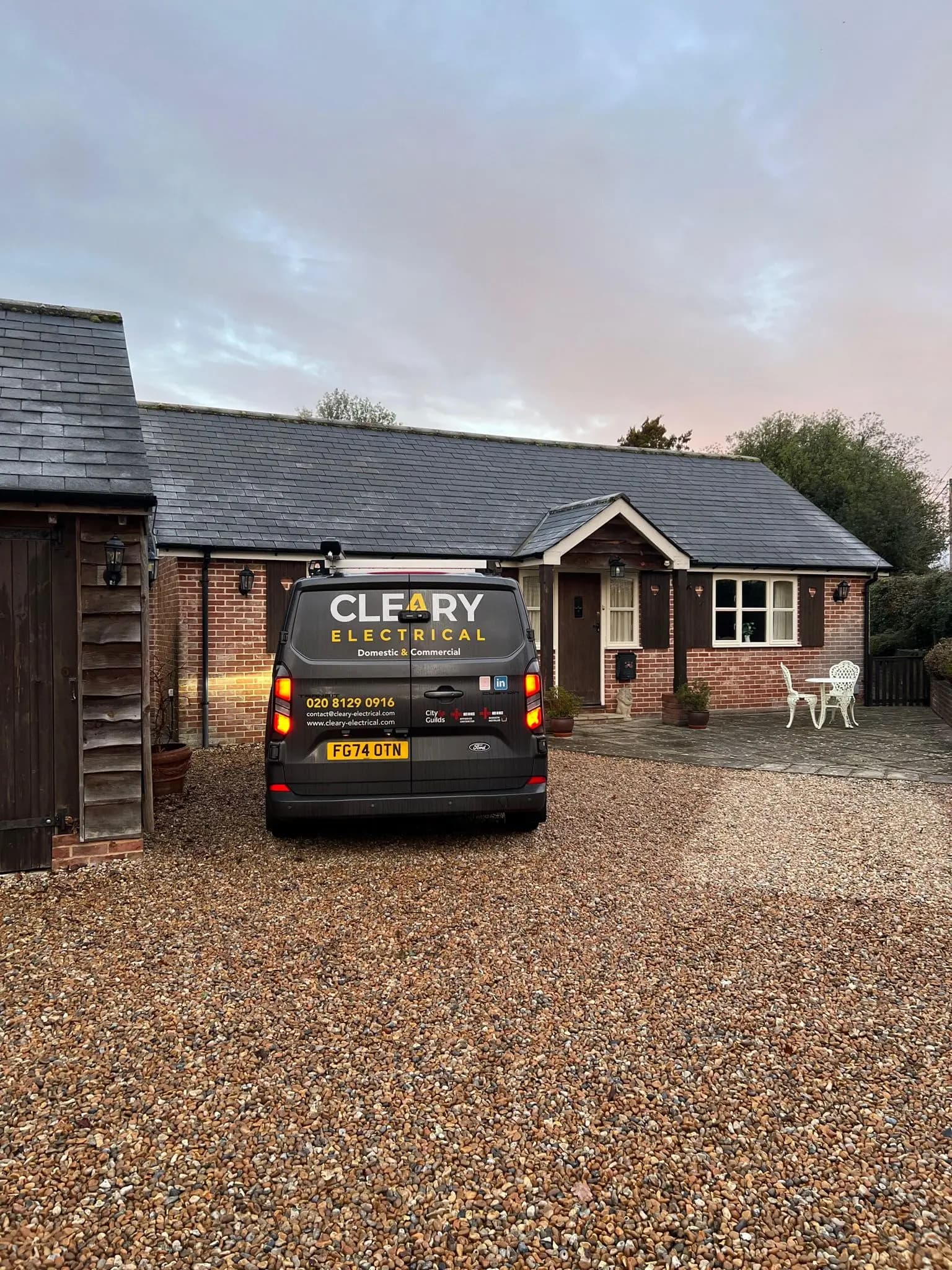 Cleary Electrical van at residential property